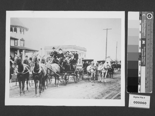 Eliza A. Otis with friends outside of Hotel Hollywood