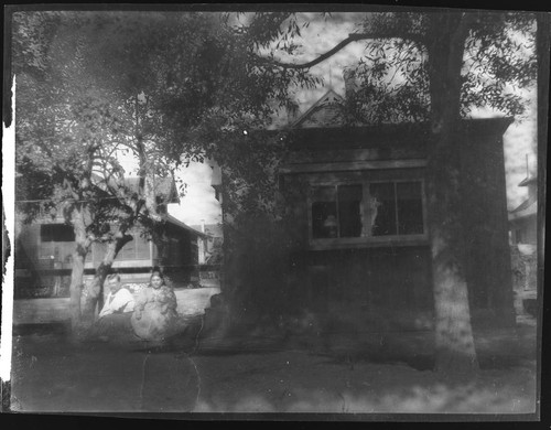 William and Mary Benson outside their house at the back of Nicholson's property, Pasadena, winter of 1906-07