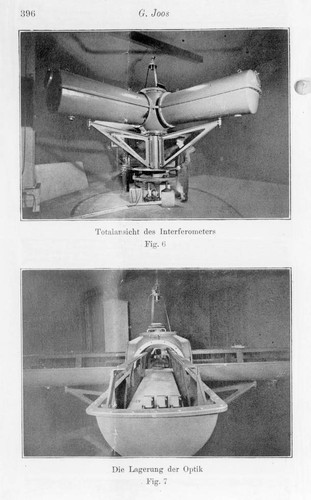 Ether drift experiment apparatus used by Georg Joos