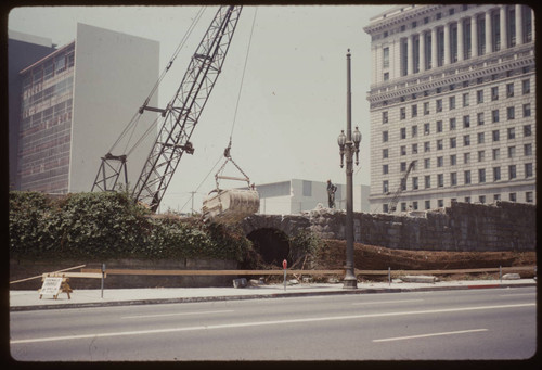 Old Court House site wall and tunnel coming down