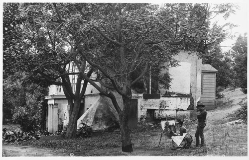 Gutzon Borglum and his wife painting the mill. El Molino (The Mill)