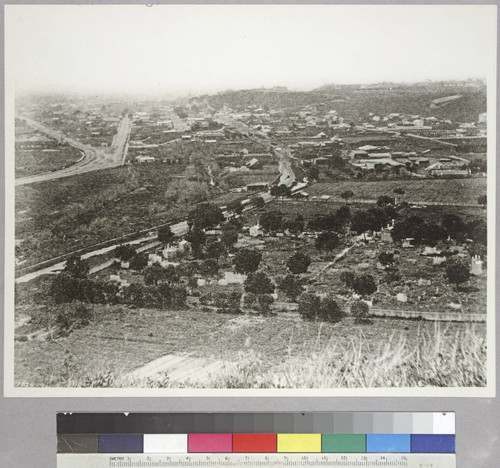 Los Angeles from hill North of Catholic Cemetery above Bishop St., before 1874