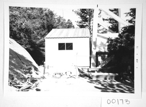 Construction of a computer room addition at the base of the 150-foot tower telescope, Mount Wilson Observatory