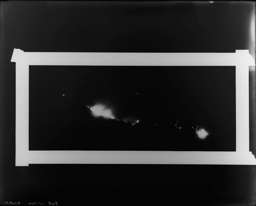 Night photograph of a forest fire in the west fork of the San Gabriel River