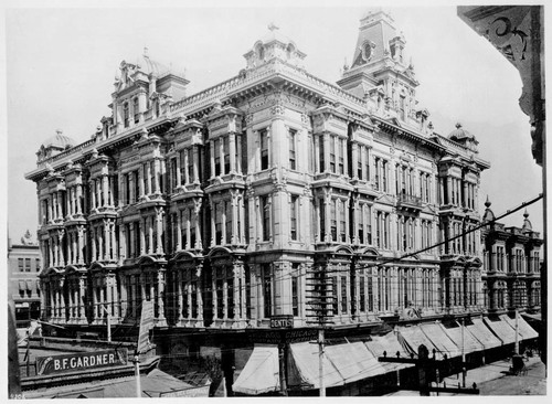 Phillips Building , North Spring St., corner of Franklyn, approximately 1889