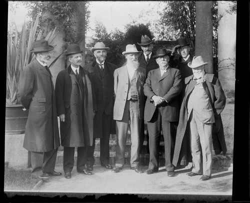 Eight naturalists and astronomers at the Hotel Maryland, Pasadena