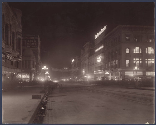 Broadway in downtown Los Angeles, at night