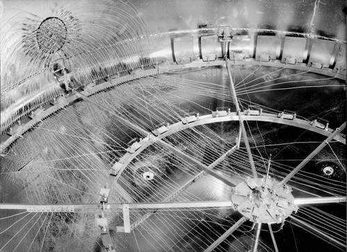 Interior of an aluminizing tank dome, showing heating coils