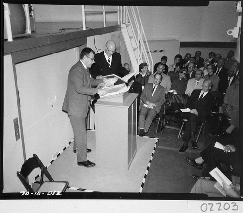 Harold Brown and Oscar G. Mayer, Jr., at the dedication of the 60-inch telescope, Palomar Observatory