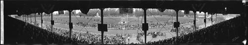 Grandstands and race track, Southern California Fair, Riverside. 1930