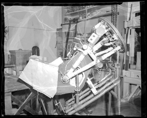 Fabry-Perot spectrograph inside Hale Observatories machine shop, Pasadena