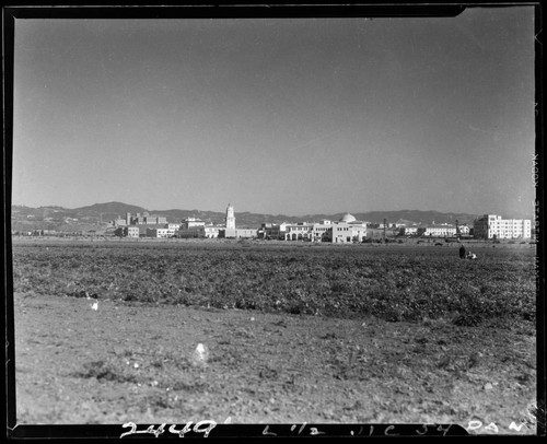 Panoramic view of early Westwood Village. Forms panorma with: photCL_555_06_2658