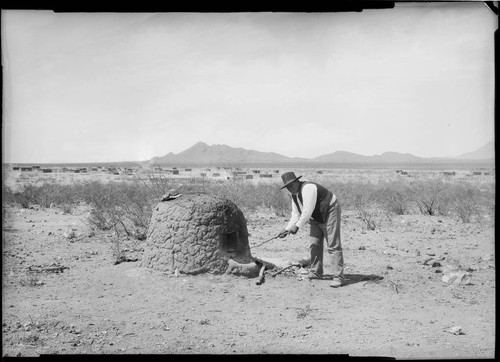 Tohono O'odham man and oven