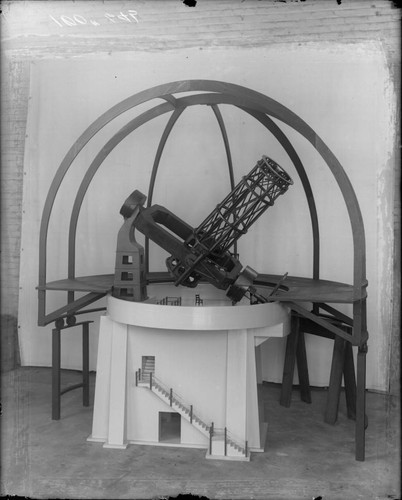 Model of the 100-inch telescope, dome frame and support pier