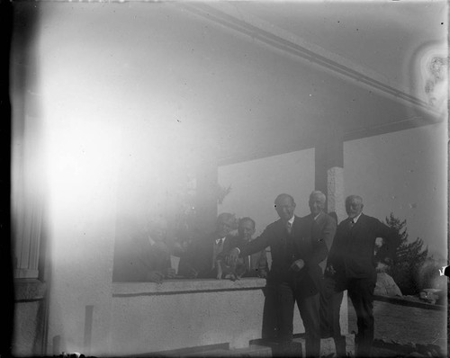 Scientists on the Monastery porch, Mount Wilson Observatory