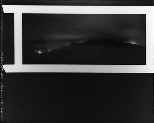 Night photograph of a forest fire in the west fork of the San Gabriel River