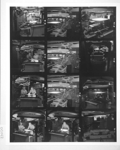 Contact sheet of 12 views of the magnetograph in the 150-foot tower, Mount Wilson Observatory