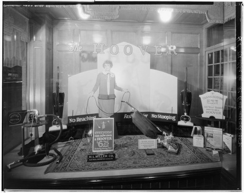 H.L. Miller Company vacuum cleaner display, 60 North Raymond, Pasadena. 1932