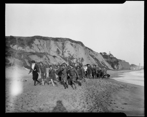 Group on the beach at Santa Monica Girl Scout camp