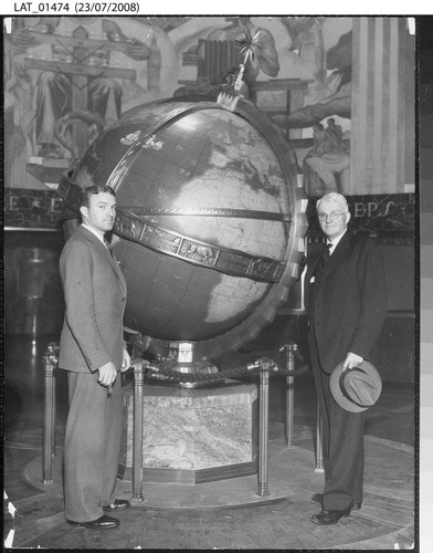 Norman and Harry Chandler in the "Globe" Lobby of the new Times building