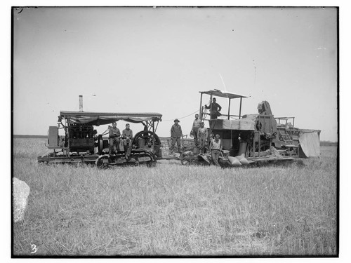 Hoffknecht combined harvester and farmers, Merced County