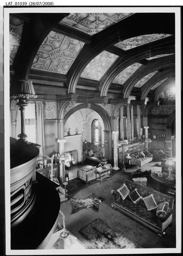 Billiard room / lounge from above at Vermejo Ranch