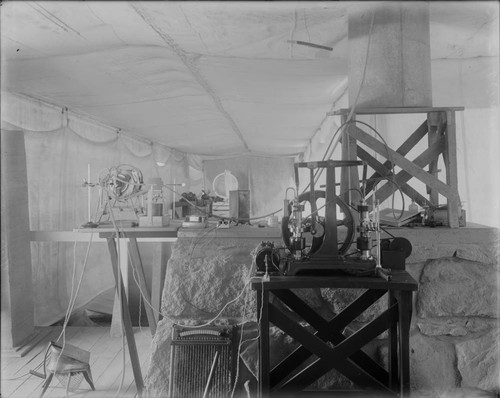 Dispersion apparatus, in tent at Mount Wilson Observatory