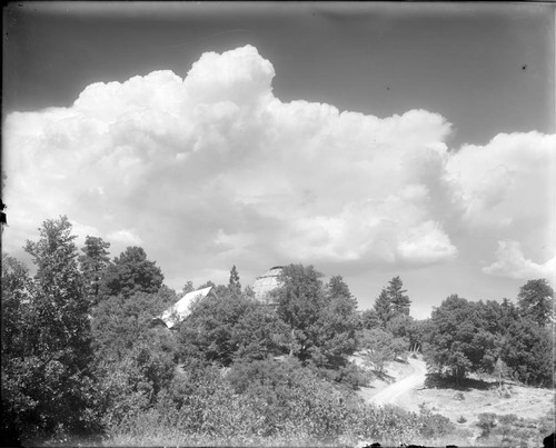 Clouds over Mount Wilson, with 60-inch dome and tent