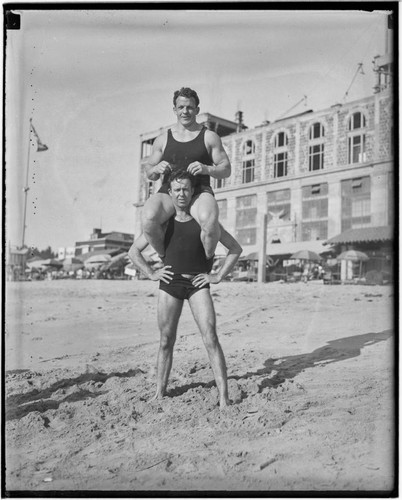 Henry Steinborn and Jack Donovan on the beach in Santa Monica, California