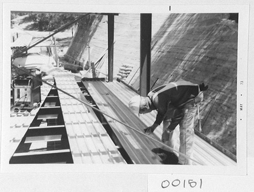 Construction of a computer room addition at the base of the 150-foot tower telescope, Mount Wilson Observatory