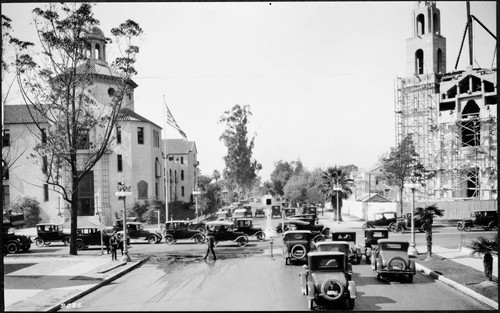 Los Angeles, Adams & Figueroa looking West, 1924