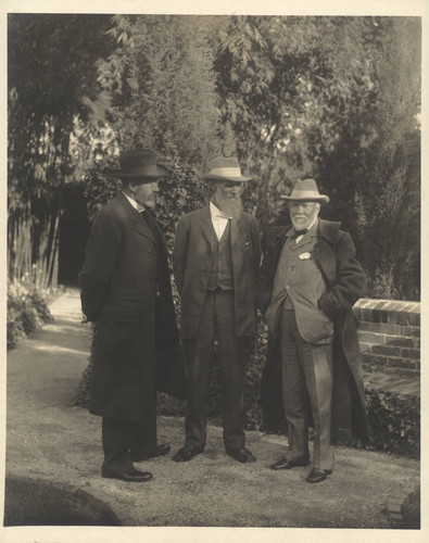 Anstruther Davidson, John Muir and Andrew Carnegie at Hotel Maryland, Pasadena