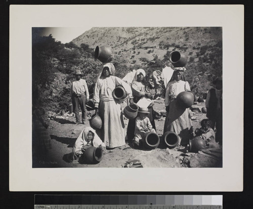 Papago Indians with pottery jars. Near Bisbee, Arizona