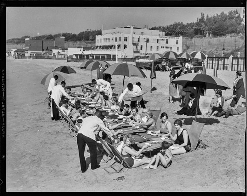 Deauville Club serving people on the beach, Santa Monica