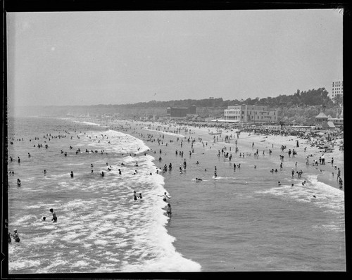 Beach clubs and beachgoers, Santa Monica, California