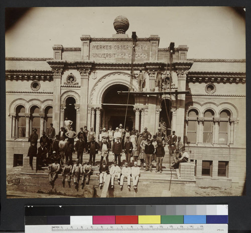 Construction crew in front of Yerkes Observatory