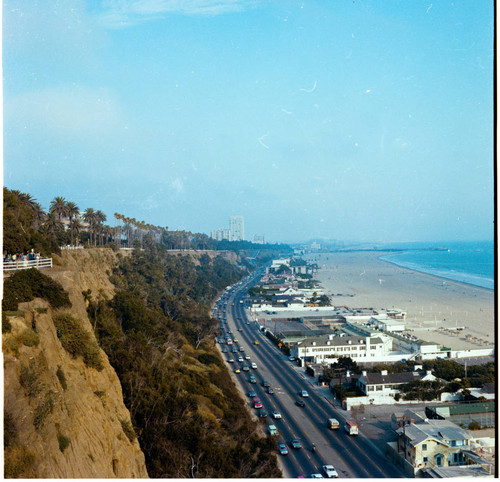 View from the bluff looking down on the beach, Santa Monica