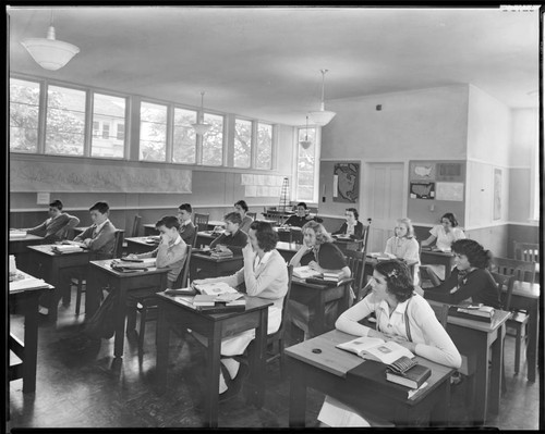 Classroom with students, Polytechnic Elementary School, 1030 East California, Pasadena. April 29, 1938