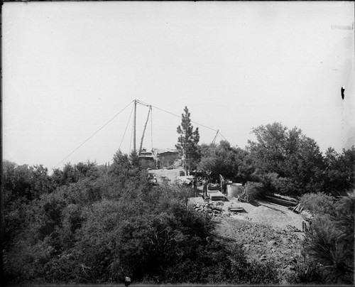 Construction site of the Snow telescope building, Mount Wilson Observatory