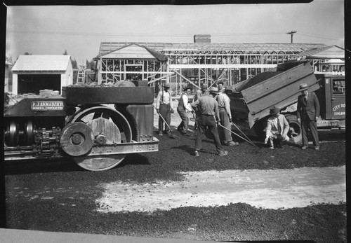 Road construction, Riverside Drive, Los Angeles(?). 1936