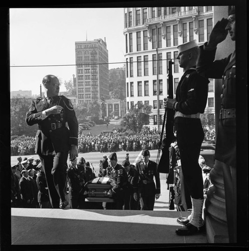 Funeral for World War II servicemen, downtown Los Angeles