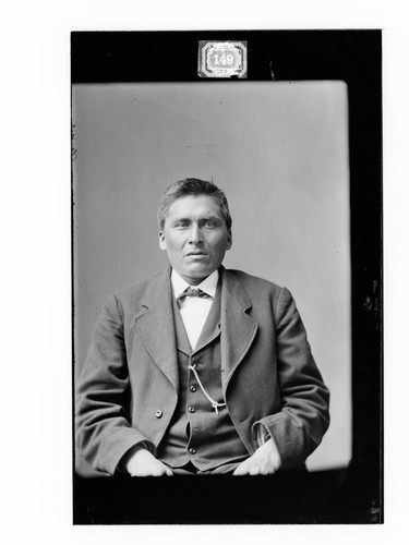 Portrait of Wadwaiasoug, member of Chippewa/Ojibwe Delegation to Washington D.C., ca. 1880