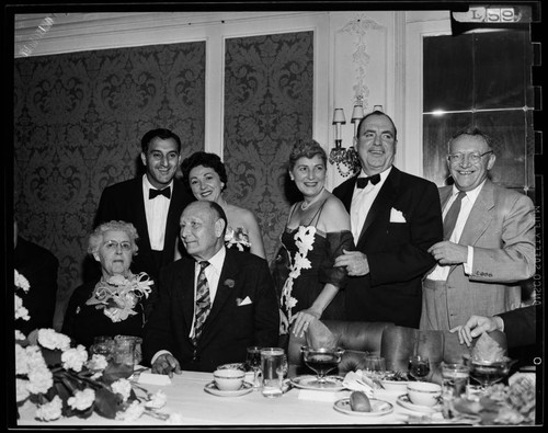 John B.T. (Jack) Campbell retirement party with Danny Thomas (standing, far left) and George Haley (standing, far right)