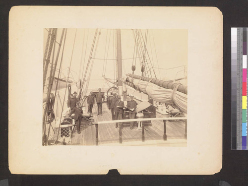 Officers on deck of unknown ship