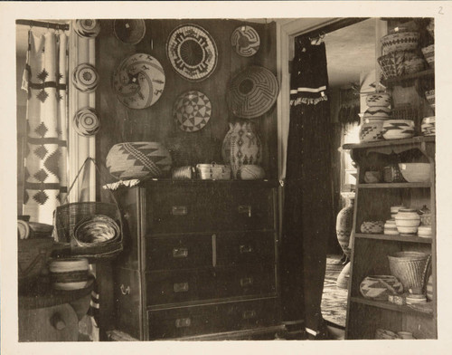 Baskets for sale in Grace Nicholson's home and shop, 1906