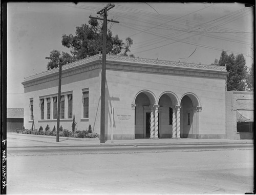 Exterior view of First National Bank, Artesia, California