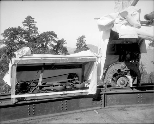 Rail grinder on observatory dome tracks, Mount Wilson Observatory