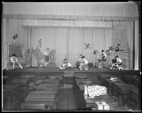 Dress rehearsal for a Christmas pageant, Polytechnic Elementary School, 1030 East California, Pasadena. December 21, 1937