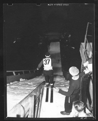 Ski jump, Los Angeles Memorial Coliseum, Los Angeles. 1938