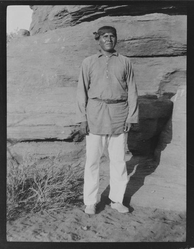 Pueblo Indian man wearing head scarf